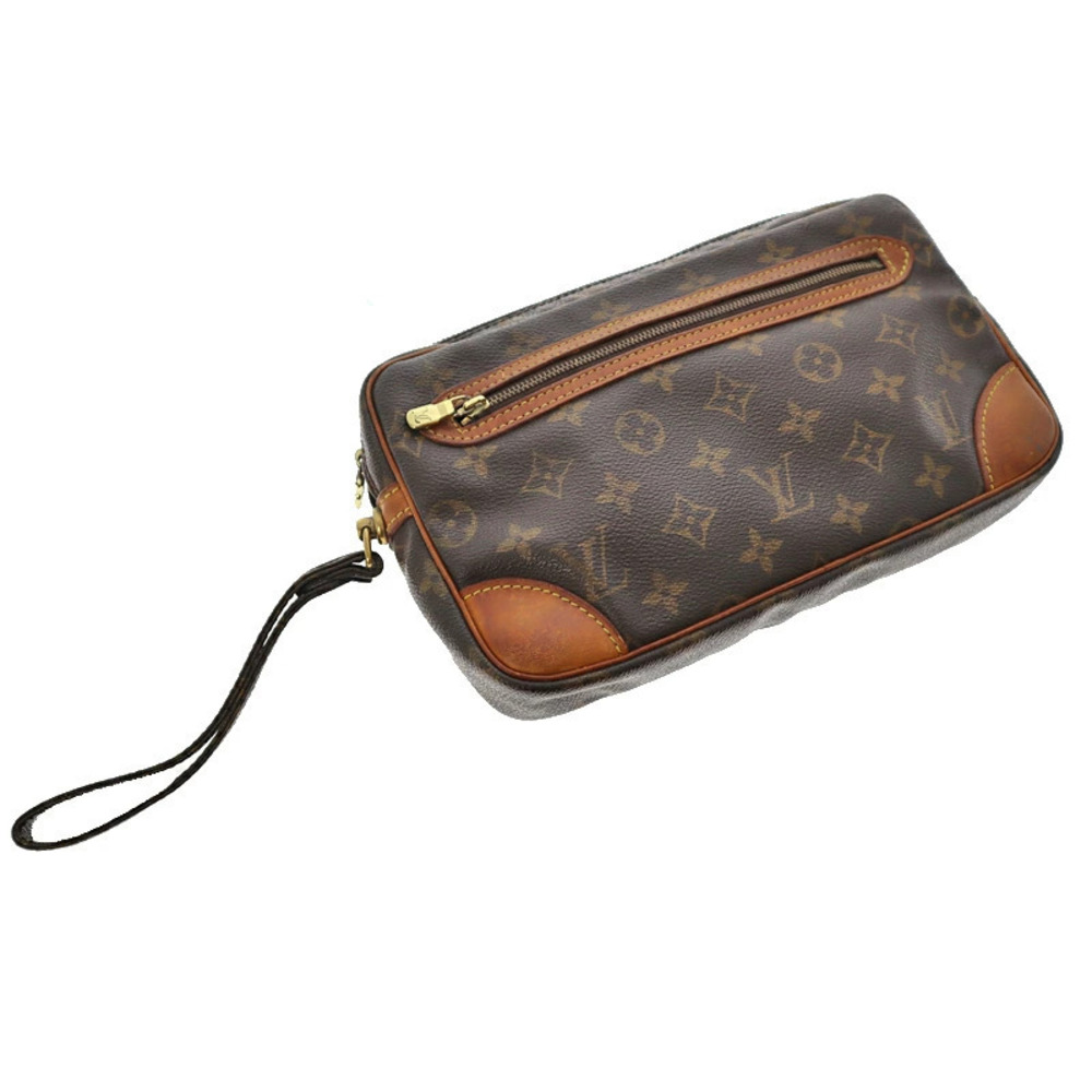 Louis Vuitton Marly Dragonne Monogram Canvas Pouch 2Way Shoulder Bag Brown